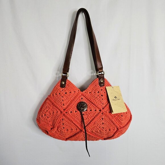 NWT PATRICIA NASH Marti Diamond Crotchet Shoulder Bag APRICOT & TAN BROWN Boho - Picture 2 of 12